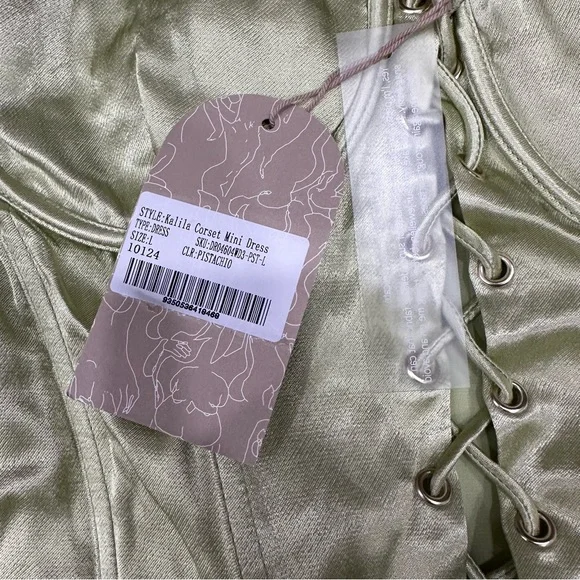 Meshki Light Green Satin Mini Dress - Picture 8 of 8